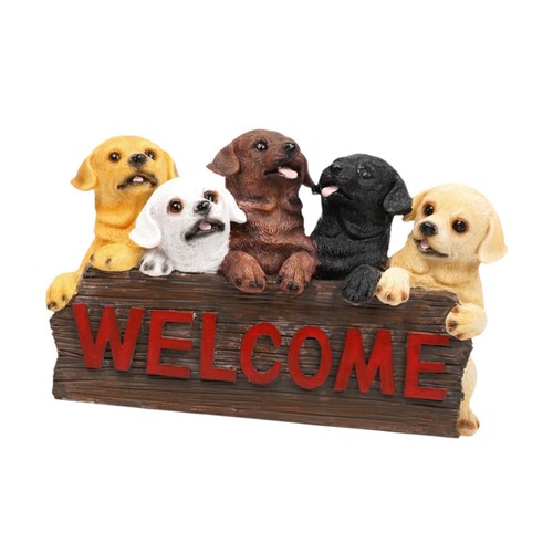 Puppy welcome plaque statue - puppy,