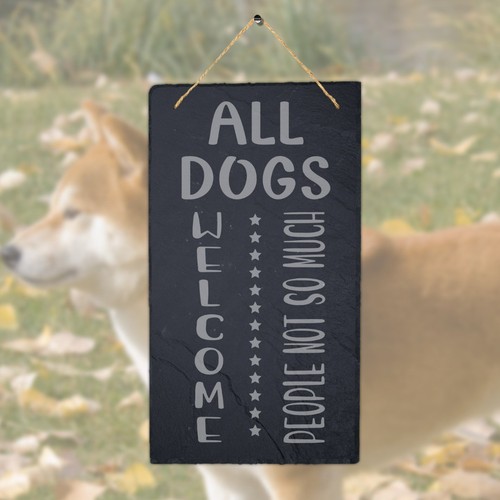 Welcome dogs hanging slate - welcome,