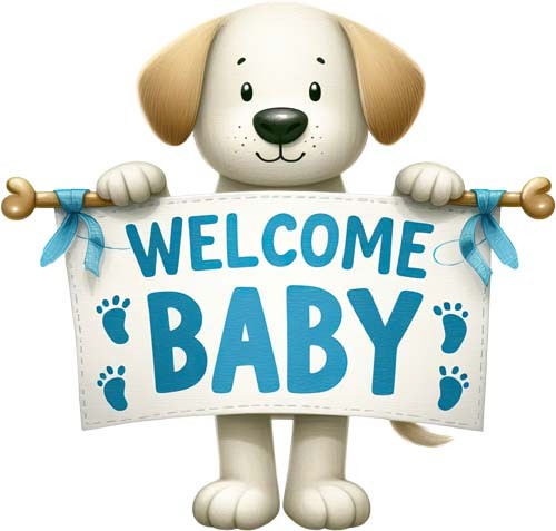 Welcome baby boy puppy wall - boy,