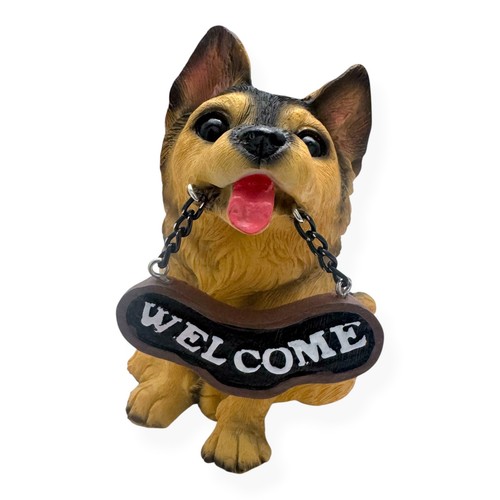 Welcome german shepherd statue - welcome,