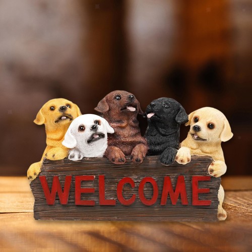 Puppy welcome plaque statue - puppy,