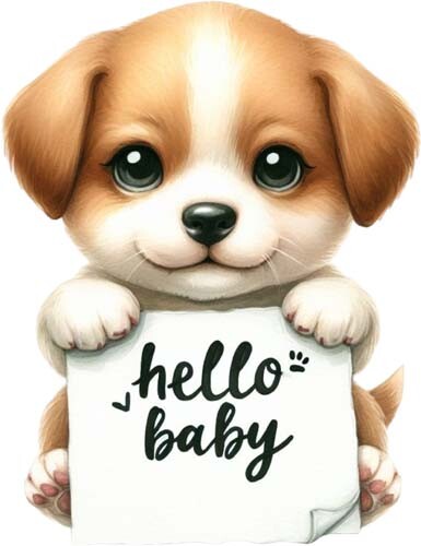 Hello baby welcome - hello, puppy